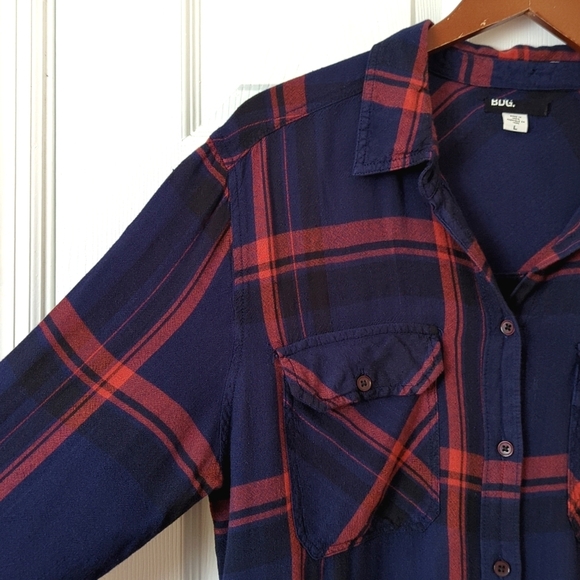 BDG Urban Outfitters Waterfall Plaid Oversized Long Sleeve Button Down Shirt L - Picture 3 of 12